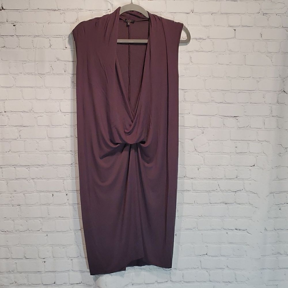 Sen purple draped neck sleeveless dress